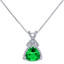 14K White Gold Created Colombian Emerald and Lab Grown Diamond Pendant 4.77 carats total Trillion Cut