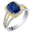 14K Gold Created Sapphire and Lab Grown Diamond Two-Tone Ring 3.44 carats total Cushion Cut