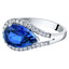 14K White Gold Created Sapphire and Lab Grown Diamond Ring 4.27 carats total Pear Shape