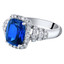 14K White Gold Created Sapphire and Lab Grown Diamond Ring 4.79 carats total Cushion Cut