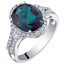 14K White Gold Created Alexandrite and Lab Grown Diamond Ring 5.43 carats total Oval Shape