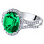 14K White Gold Created Colombian Emerald and Lab Grown Diamond Ring 3.93 carats total Oval Shape