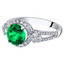 14K White Gold Created Colombian Emerald and Lab Grown Diamond Ring 2.61 carats total Round Shape
