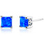Created Blue Opal Princess Cut Stud Earrings Sterling Silver 1.25 Carats