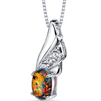 Created Black Opal Angel Wing Pendant Necklace Sterling Silver
