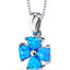 Created Blue Opal Lucky Hearts Pendant Necklace Sterling Silver 1.50 Carats