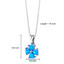 Created Blue Opal Lucky Hearts Pendant Necklace Sterling Silver 1.50 Carats