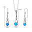 Created Blue Opal Helix Pendant Earrings Necklace Sterling Silver 2.00 Carats
