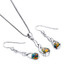 Created Black Opal Helix Pendant Earrings Necklace Sterling Silver 2.00 Carats
