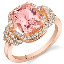 2.75 Carats Simulated Morganite Rose-Tone Sterling Silver Cocktail Ring