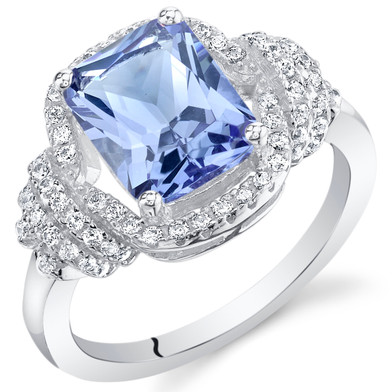 2.75 Carats Simulated Tanzanite Sterling Silver Cocktail Ring