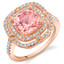 3.75 Carats Simulated Morganite Rose-Tone Sterling Silver Double Halo Ring