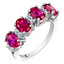 Sterling Silver Oval Cut Created Ruby Anniversary Ring Band 2 Carats