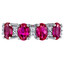 Sterling Silver Oval Cut Created Ruby Anniversary Ring Band 2 Carats