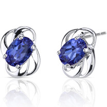 Classy 2.00 carats Sapphire earrings in Sterling Silver Style SE6974