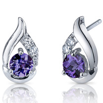 Radiant Teardrop 1.50 Carats Alexandrite Round Cut CZ Earrings in Sterling Silver Style SE7328