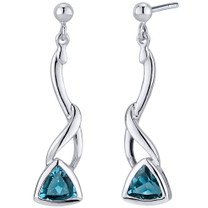 Mystical Modern Wave 1.50 Carats London Blue Topaz Trillion Cut Earrings in Sterling Silver Style SE7896