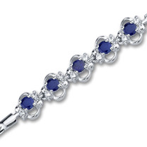 Round Cut Created Sapphire & White CZ Gemstone Bracelet in Sterling Silver Style sb2776