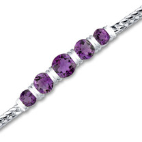 3.75 carats Round Cut Amethyst Bracelet in Sterling Silver Style sb2780