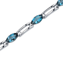 5.75 Carats Marquise Shape London Blue Topaz Bracelet in Sterling Silver Style SB3568