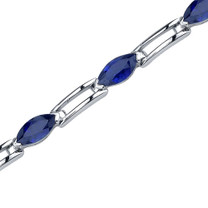 Fabulous Trend: Marquise Shape Blue Sapphire Gemstone Bracelet in Sterling Silver Style SB3572