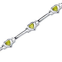 3.25 Carats Heart Shape Peridot Bracelet in Sterling Silver Style SB3614