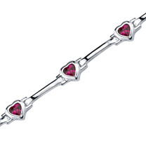 Object of Desire: Heart Shape Ruby Gemstone Bracelet in Sterling Silver Style SB3618