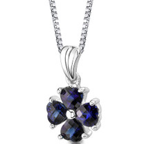 Sterling Silver Heart Shape Cut Blue Sapphire Pendant Style SP8426
