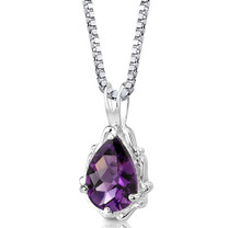 Sterling Silver 1.50 Carats Pear Shape Amethyst Pendant Style SP8558