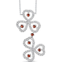 1.00 carat Round Shape Garnet & White CZ Necklace in Sterling Silver Style SV1534