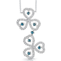 0.75 carat Round Shape London Blue Topaz & White CZ Necklace in Sterling Silver Style SV1538