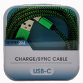 Type-C USB Charge & Sync Cable, 6.5 Feet, (Brand: OEM) Color Green