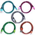 IPHONE 5/6 USB Cable Fabric Nylon Braided 1 Meter (3 Feet) 20 CT. Bag Mix Color.
