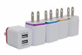 Dual USB Ports Ac Home Wall Charger for iPhone 4 5 6 7 & Samsung, 20CT Bag.