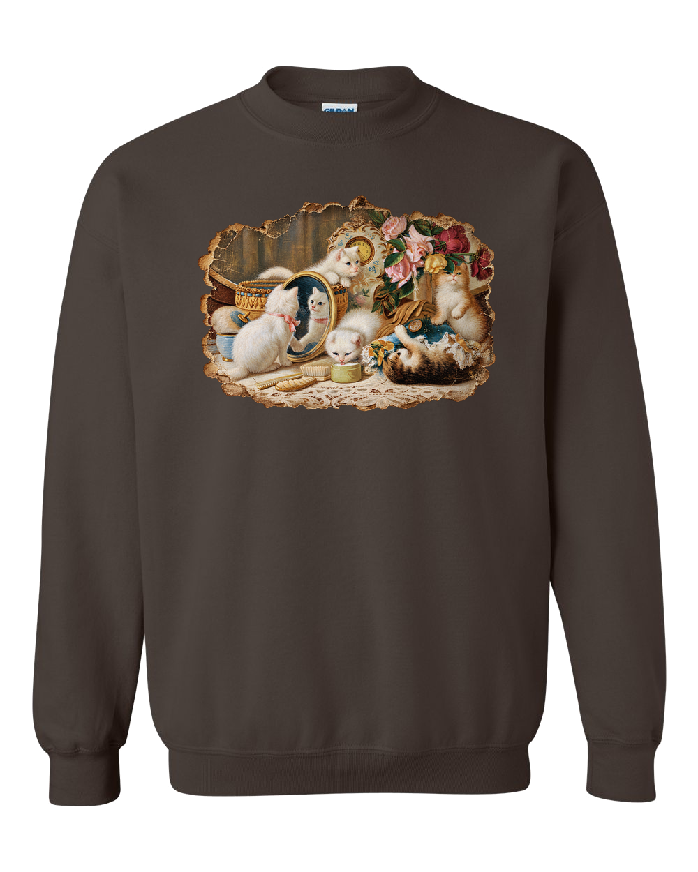 The Five Senses kittens on a Dark Chocolate Sweatshirt
