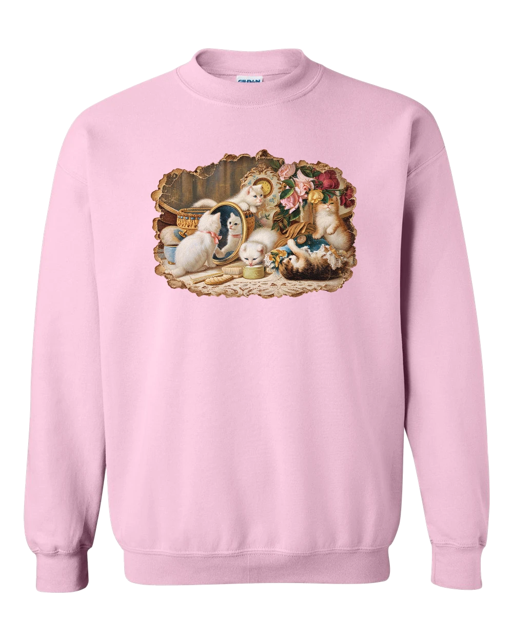 The Five Senses kittens on a Pink Sweatshirt