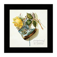 Blue Bootie with Yellow Rose - Framed Art Print