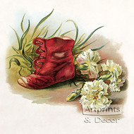 Antique Shoe with Carnations - Art Print