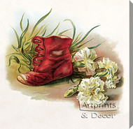 Antique Shoe with Carnations - Stretched Canvas Art Print
