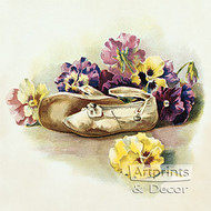 Antique Shoes with Pansies - Art Print