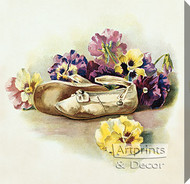 Antique Shoes with Pansies - Stretched Canvas Art Print