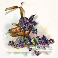 Brown Bootie with Violets - Art Print