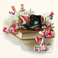 Black Bootie with Snapdragons - Art Print