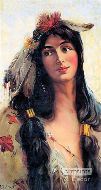 Indian Maiden - Deering Binder Twine 1909 by Raphael Beck - Framed Art Print