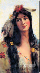 Indian Maiden - Deering Binder Twine 1909 by Raphael Beck - Stretched Canvas Art Print