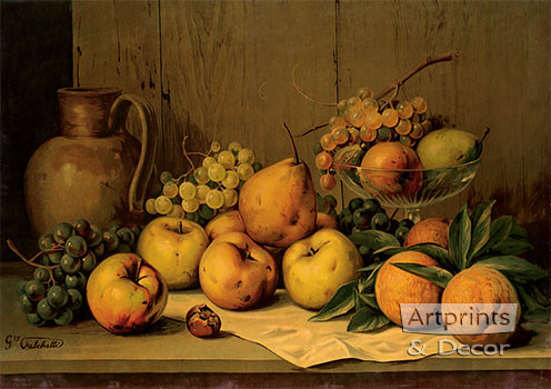 Still Life of Fruit by Giuseppe Falchetti - Framed Art Print