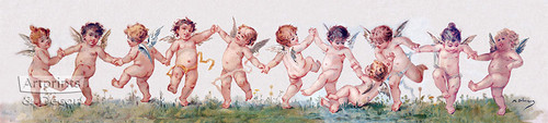 Cupids Festival by M. Delecrolk - Framed Art Print