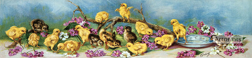Yard full of Chicks & Violets by Gambrill - Framed Art Print