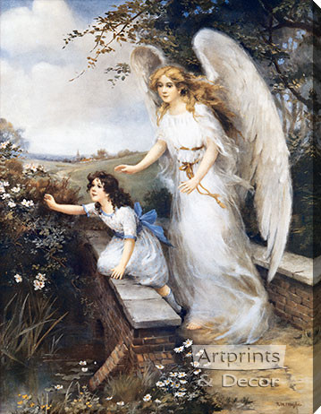 Guardian Angel of the Bridge II, Stretched Canvas Art Print by