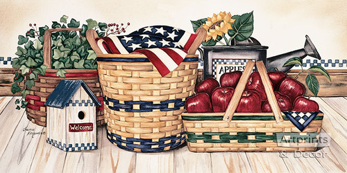Basket & Things, Art Print by Laurie Korsgaden at ArtPrintsAndDecor.com